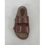 Sandália Papete Birken em Couro conhaque