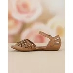 Sandália Rasteira em Couro Taupe