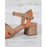 Sandália de Salto em Couro Whisky Laranja