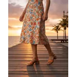 Sandália de Salto em Couro Whisky Laranja