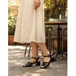 Sandália de Salto em Couro Preto