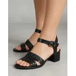 Sandália de Salto em Couro Preto