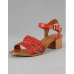 Sandália de Salto em Couro Vermelho