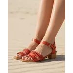 Sandália de Salto em Couro Vermelho