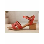 Sandália de Salto em Couro Vermelho