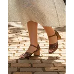 Sandália de Salto em Couro Conhaque