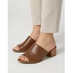 Sandália de Salto em Couro Conhaque