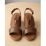 Sandália de Salto em Couro Conhaque