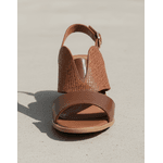 Sandália de Salto em Couro Conhaque