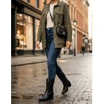 Bota Feminina Western Couro Legítimo Preto Salto Bloco Texana 8805 