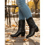 Bota Feminina Western Couro Legítimo Preto Salto Bloco Texana 8806 