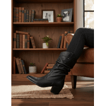 Bota Feminina Western Couro Legítimo Preto Salto Bloco Texana 8806 