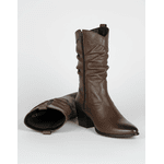 Bota Feminina Western Couro Legítimo Tamarindo Salto Bloco Texana 8806 