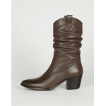 Bota Feminina Western Couro Legítimo Tamarindo Salto Bloco Texana 8806 