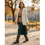 Bota Feminina Western Couro Legítimo Tamarindo Salto Bloco Texana 8806 