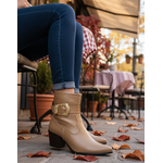 Bota Feminina Western Couro Legítimo Avelã Salto Bloco 8808 