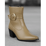 Bota Feminina Western Couro Legítimo Avelã Salto Bloco 8808 