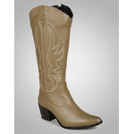 Bota Longa Feminina Western Couro Legítimo Avelã Salto Bloco Texana 8810