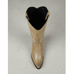 Bota Longa Feminina Western Couro Legítimo Avelã Salto Bloco Texana 8810