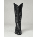 Bota Longa Feminina Western Couro Legítimo Preto Salto Bloco Texana 8810