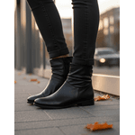 Bota Feminina Cano Curto Couro Legítimo Preto