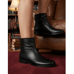 Bota Feminina Cano Curto Couro Legítimo Preto