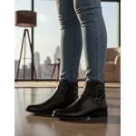 Bota Feminina Cano Curto Couro Legítimo Preto