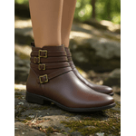 Bota Feminina Cano Curto Couro Legítimo Tamarindo