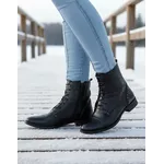 Bota Feminina Coturno Cano Curto Couro Legítimo Preto