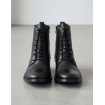 Bota Feminina Coturno Cano Curto Couro Legítimo Preto