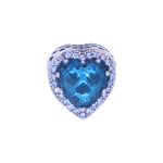Berloque Prata Coração Azul