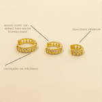 Trio de Argolas Alice- banho ouro 18k