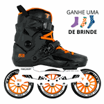 Patins New R3 Preto/Laranja- 110MM Abec-9 Cromo