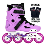 Patins Inline Freestyle Revolt Lilás Base Branca ABEC-9 Traxart