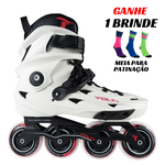 Patins Volt + 2.0 Branco Inline Freestyle Traxart 80mm Abec-9