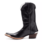 Bota Texana Masculina Couro Dallas Preto Lisa com Biqueira
