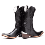 Bota Texana Masculina Couro Dallas Preto Lisa com Biqueira