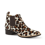 BOTINA FEMININA CONFORTO COURO ESTAMPADO LEOPARDO