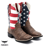 BOTA TEXANA BANDEIRA AMERICAN ESCAMADA - FRANCA BOOTS