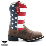 BOTA TEXANA BANDEIRA AMERICAN ESCAMADA - FRANCA BOOTS