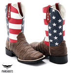 BOTA TEXANA BANDEIRA AMERICAN ESCAMADA - FRANCA BOOTS