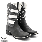 BOTA TEXANA BICO QUADRADO BANDEIRA - FRANCA BOOTS