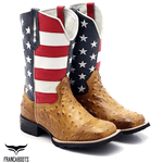 BOTA TEXANA BICO QUADRADO REPLICA AVESTRUZ FRANCA BOOTS