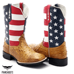 BOTA TEXANA BICO QUADRADO REPLICA AVESTRUZ FRANCA BOOTS