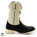 BOTA TEXANA MASCULINA BOI PRETA FB143 COM O SOLADO MARFIM Copia