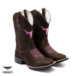 BOTA TEXANA HOPPER FEMININA FRANCA BOOTS EM COURO - BOI PINK