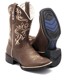 BOTA TEXANA FRANCA BOOTS BICO QUADRADO BORDADO BEGE FRANCA BOOTS