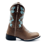 BOTA TEXANA FRANCA BOOTS BICO QUADRADO BORDADO AZUL - FRANCA BOOTS