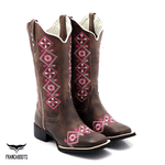 BOTA TEXANA HOPPER FEMININA FRANCA BOOTS BICO QUADRADO - FLORAL FRANCA BOOTS