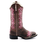 BOTA TEXANA HOPPER FEMININA FRANCA BOOTS BICO QUADRADO - FLORAL FRANCA BOOTS